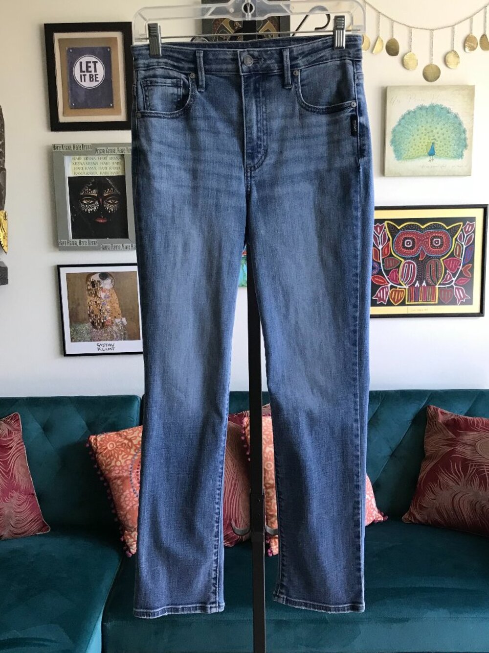 SILVER JEANS size 26 Blue Stretch Denim High Rise Isbister Straight Leg Jeans